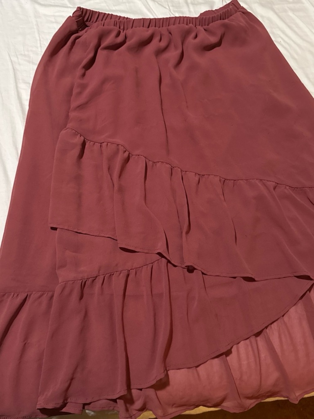 Women's Ruffle Tiered Skirt in Dusty Rose